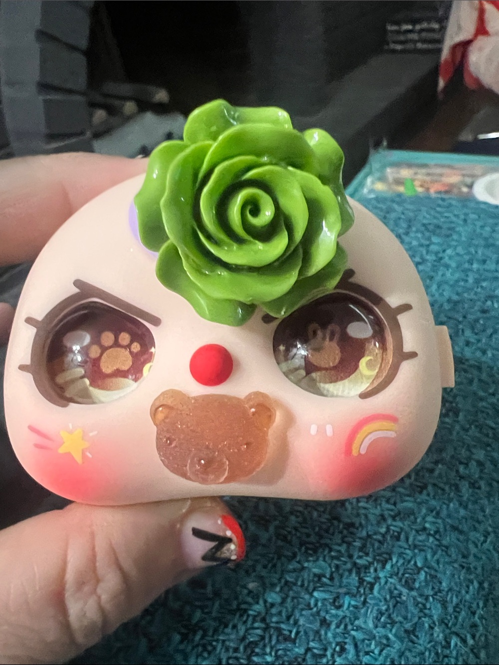 100% brown bear flower baby/ customized interchangeable face